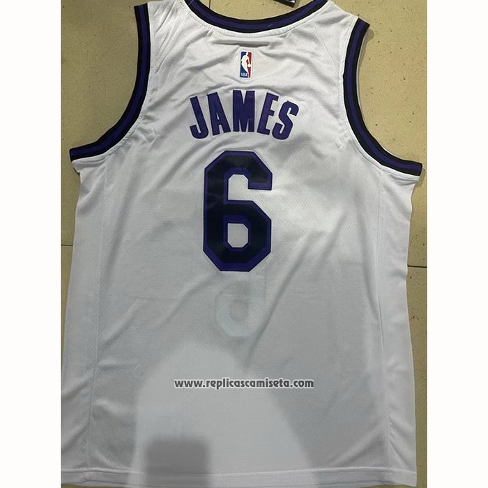 Camiseta Los Angeles Lakers LeBron James #6 Ciudad 2022-23 Blanco